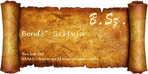Benő Szilvia névjegykártya